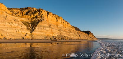 Torrey Pines cliffs at sunset, Torrey Pines State Reserve, San Diego, California