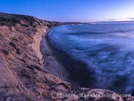 Torrey Pines cliffs at sunset, Torrey Pines State Reserve, San Diego, California