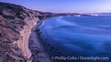 Torrey Pines cliffs at sunset. Torrey Pines State Reserve, San Diego, California, USA, natural history stock photograph, photo id 29112