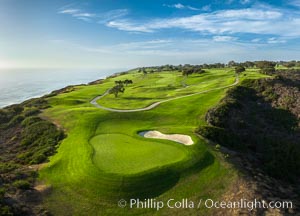 Torrey Pines Golf Course over looking Blacks Beach and the Pacific Ocean, south course, summer, afternoon, San Diego, California