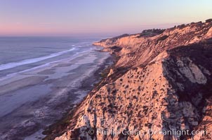 Sea cliffs at Torrey Pines State Park, viewed from Indian trail head, Torrey Pines State Reserve, San Diego, California