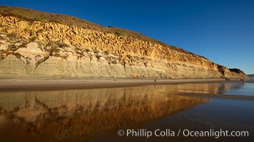 Torrey Pines State Beach, sandstone cliffs rise above the beach at Torrey Pines State Reserve, San Diego, California