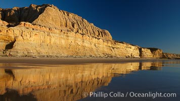 Torrey Pines State Beach, sandstone cliffs rise above the beach at Torrey Pines State Reserve, San Diego, California