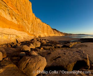 Torrey Pines State Beach, sandstone cliffs rise above the beach at Torrey Pines State Reserve, San Diego, California