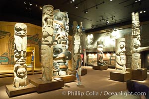 Totems on display in the Royal British Columbia Museum, Victoria, Canada