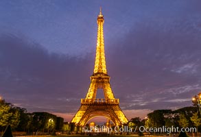 La Tour Eiffel. The Eiffel Tower is an iron lattice tower located on the Champ de Mars in Paris, named after the engineer Gustave Eiffel, who designed the tower in 1889 as the entrance arch to the 1889 World's Fair. The Eiffel tower is the tallest structure in Paris and the most-visited paid monument in the world