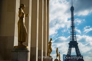 Trocadero. The Trocadero, site of the Palais de Chaillot, is an area of Paris, France, in the 16th arrondissement, across the Seine from the Eiffel Tower., natural history stock photograph, photo id 28151