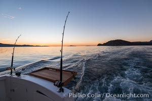 Trolling aboard Ambar III at Sunrise, Sea of Cortez, San Evaristo, Baja California, Mexico