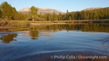 Tuolumne River, flowing through Lyell Canyon and Tuolumne Meadows, sunset, Yosemite National Park, California