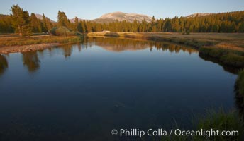 Tuolumne River, flowing through Lyell Canyon and Tuolumne Meadows, sunset, Yosemite National Park, California