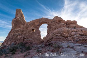 Turret Arch at sunset, Arches National Park. Utah, USA, natural history stock photograph, photo id 37867