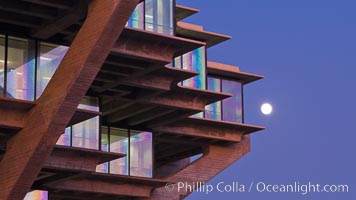 UCSD Library glows at sunset (Geisel Library, UCSD Central Library), University of California, San Diego