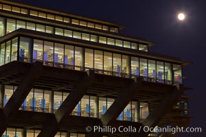 UCSD Library glows at sunset (Geisel Library, UCSD Central Library), University of California, San Diego