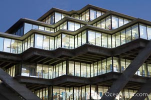 UCSD Library glows with light in this night time exposure (Geisel Library, UCSD Central Library), University of California, San Diego, La Jolla