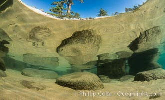Underwater sand and boulders, Lake Tahoe, Nevada. USA, natural history stock photograph, photo id 32329