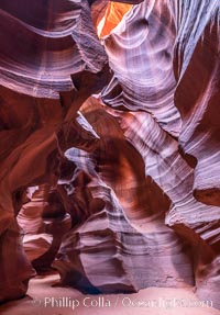 Upper Antelope Canyon, a deep, narrow and spectacular slot canyon lying on Navajo Tribal lands near Page, Arizona, Navajo Tribal Lands