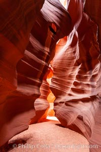 Antelope Canyon, a deep narrow slot canyon formed by water and wind erosion, Navajo Tribal Lands, Page, Arizona