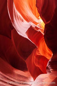 Antelope Canyon, a deep narrow slot canyon formed by water and wind erosion, Navajo Tribal Lands, Page, Arizona