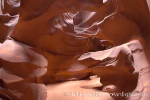 Antelope Canyon, a deep narrow slot canyon formed by water and wind erosion, Navajo Tribal Lands, Page, Arizona