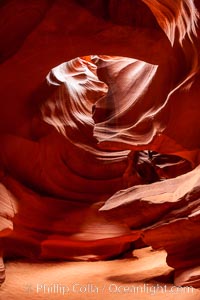 Antelope Canyon, a deep narrow slot canyon formed by water and wind erosion, Navajo Tribal Lands, Page, Arizona