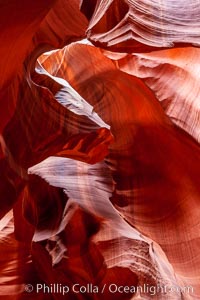 Antelope Canyon, a deep narrow slot canyon formed by water and wind erosion, Navajo Tribal Lands, Page, Arizona