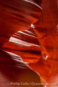 Antelope Canyon, a deep narrow slot canyon formed by water and wind erosion, Navajo Tribal Lands, Page, Arizona