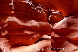 Antelope Canyon, a deep narrow slot canyon formed by water and wind erosion, Navajo Tribal Lands, Page, Arizona