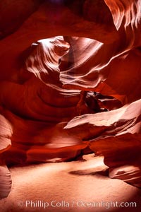 Antelope Canyon, a deep narrow slot canyon formed by water and wind erosion, Navajo Tribal Lands, Page, Arizona