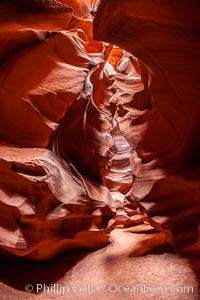 Antelope Canyon, a deep narrow slot canyon formed by water and wind erosion, Navajo Tribal Lands, Page, Arizona