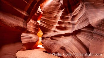 Antelope Canyon, a deep narrow slot canyon formed by water and wind erosion, Navajo Tribal Lands, Page, Arizona