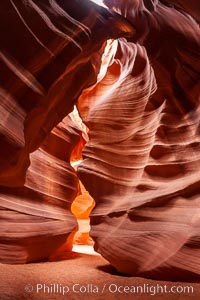 Antelope Canyon, a deep narrow slot canyon formed by water and wind erosion, Navajo Tribal Lands, Page, Arizona