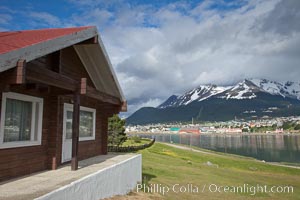 Ushuaia, the southernmost city in the world, lies on the Beagle Channel with a small portion of the Andes mountain range rising above.  Ushuaia is the capital of the Tierra del Fuego region of Argentina and the gateway port for many expeditions to Antarctica