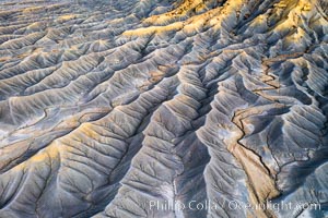 Erosion patterns in the Utah Badlands, aerial abstract photo.