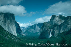 Valley View, El Capitan (l), Bridalveil Fall (r), Tunnel View, copyright Phillip Colla Natural History Photography, www.oceanlight.com, image #02325, all rights reserved worldwide.