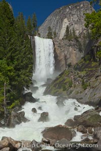 Vernal Falls and Merced River in spring, heavy flow due to snow melt in the high country above Yosemite Valley.
