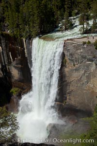 Vernal Falls and Merced River in spring, heavy flow due to snow melt in the high country above Yosemite Valley, Yosemite National Park, California