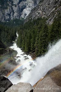 Vernal Falls and Merced River in spring, heavy flow due to snow melt in the high country above Yosemite Valley, Yosemite National Park, California