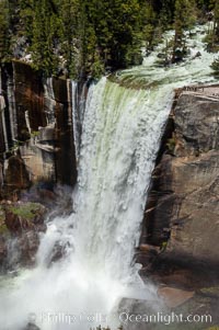 Vernal Falls and Merced River in spring, heavy flow due to snow melt in the high country above Yosemite Valley, Yosemite National Park, California