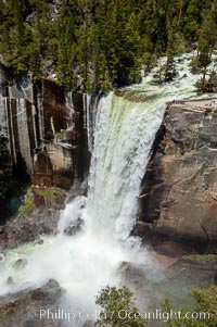 Vernal Falls and Merced River in spring, heavy flow due to snow melt in the high country above Yosemite Valley, Yosemite National Park, California