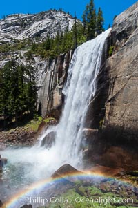 Vernal Falls and Merced River in spring, heavy flow due to snow melt in the high country above Yosemite Valley, Yosemite National Park, California