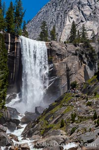 Vernal Falls and Merced River in spring, heavy flow due to snow melt in the high country above Yosemite Valley, Yosemite National Park, California