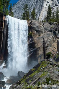 Vernal Falls and Merced River in spring, heavy flow due to snow melt in the high country above Yosemite Valley, Yosemite National Park, California