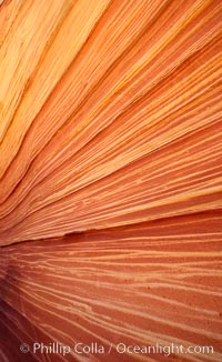 The Wave, an area of fantastic eroded sandstone featuring beautiful swirls, wild colors, countless striations, and bizarre shapes set amidst the dramatic surrounding North Coyote Buttes of Arizona and Utah.  The sandstone formations of the North Coyote Buttes, including the Wave, date from the Jurassic period. Managed by the Bureau of Land Management, the Wave is located in the Paria Canyon-Vermilion Cliffs Wilderness and is accessible on foot by permit only