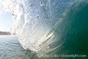 Dawn patrol morning surf, hollow wave, Cardiff by the Sea, California