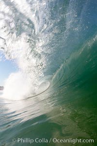 Dawn patrol morning surf, hollow wave, Cardiff by the Sea, California