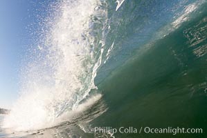 Dawn patrol morning surf, hollow wave, Cardiff by the Sea, California