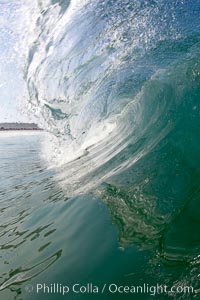 Dawn patrol morning surf, hollow wave, Cardiff by the Sea, California