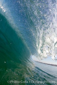 Cresting wave, morning light, glassy water, surf, Cardiff by the Sea, California