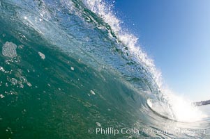 Cresting wave, morning light, glassy water, surf, Cardiff by the Sea, California