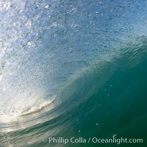 Cresting wave, morning light, glassy water, surf, Cardiff by the Sea, California